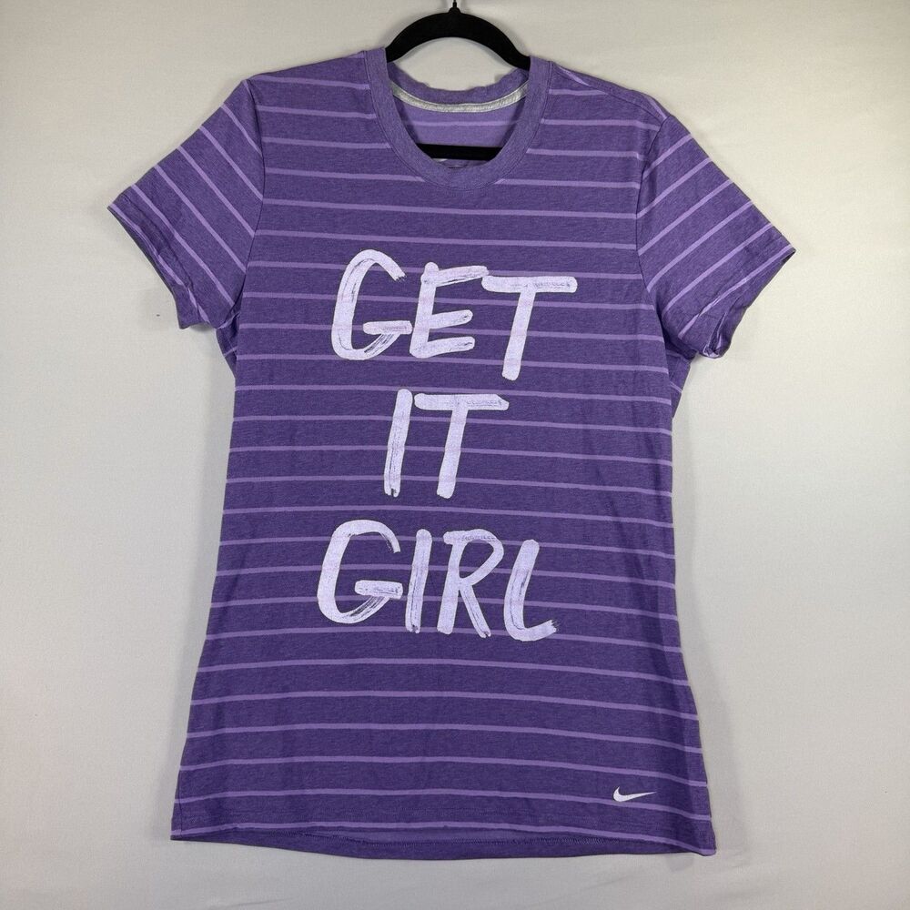 Nike Top Womens Large Purple Standard Fit Short Sleeve Fitness Gym Activewear